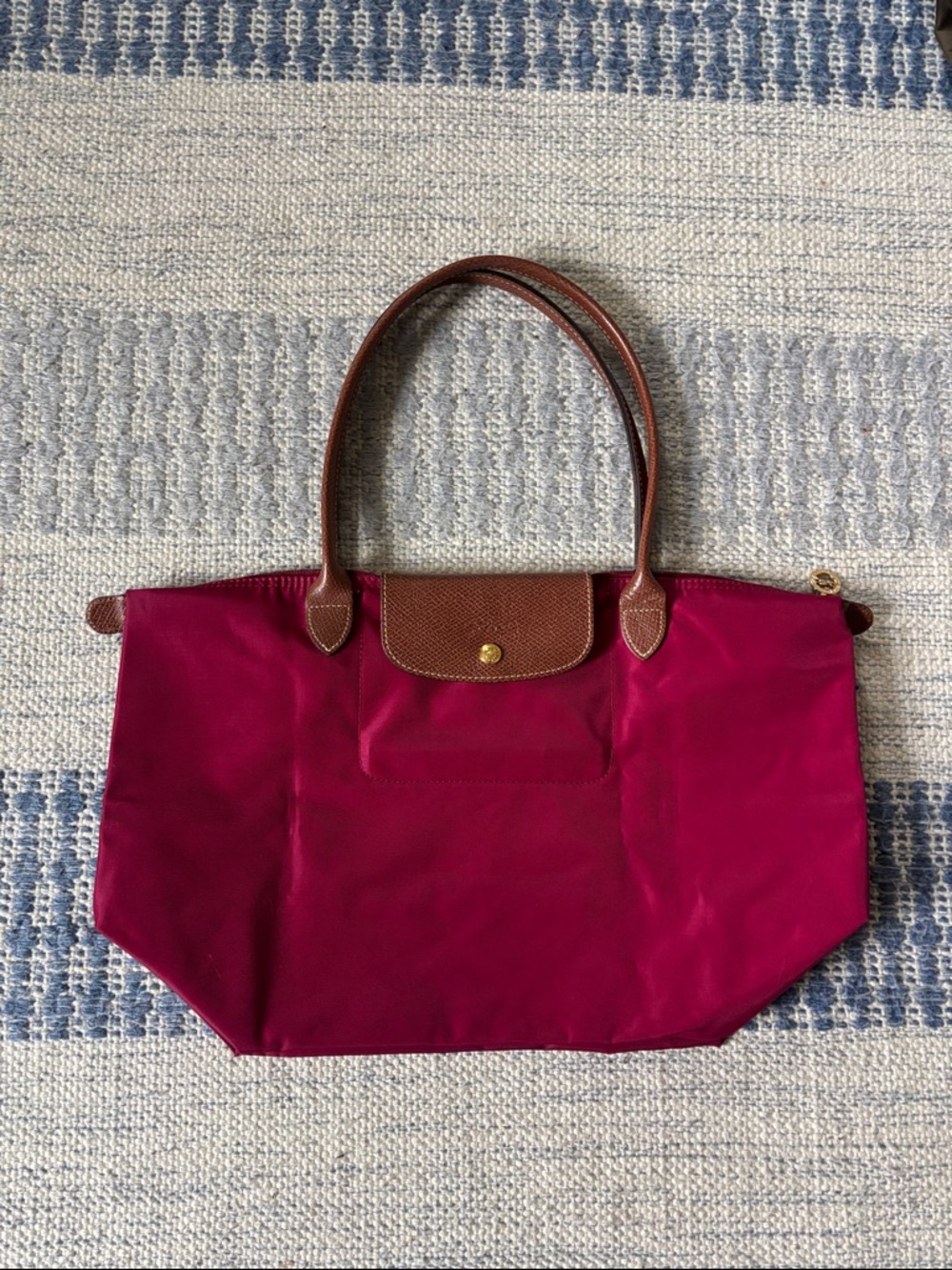 Longchamp Nylon Tote in Magenta medium size